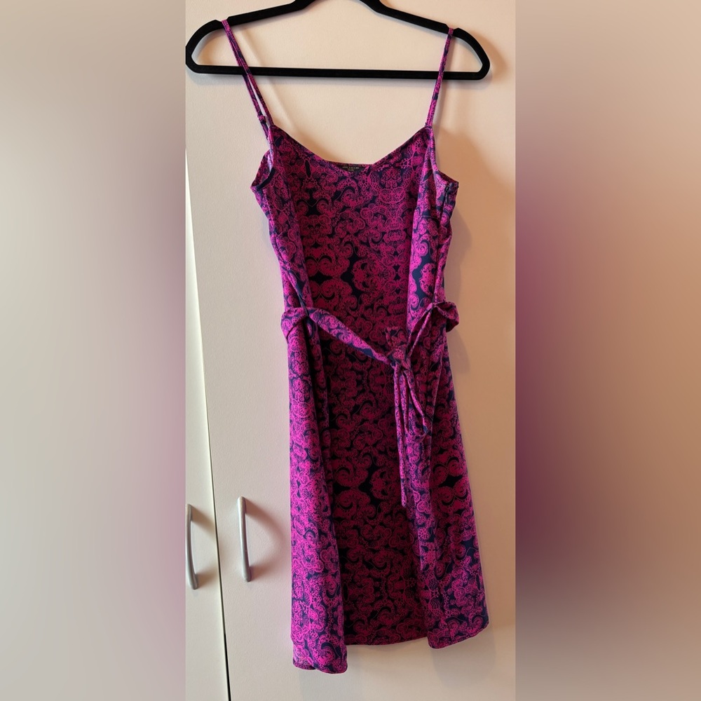 Ann Taylor Purple Tie Front Wrap Midi Dress